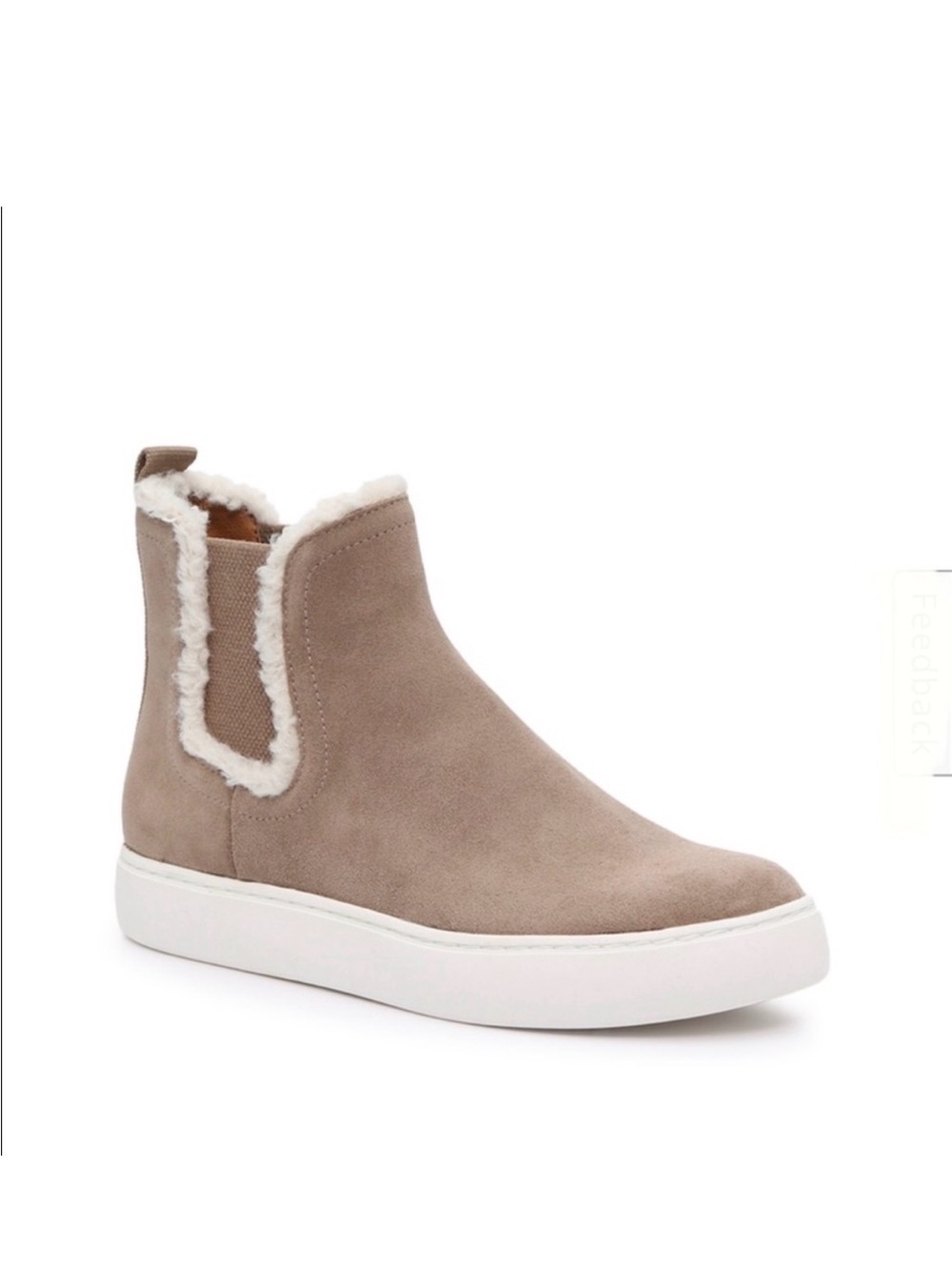 Lucky Brand Kichai Taupe Tan Sueded Faux-Shearling Chelsea Sneaker Boot Size 10